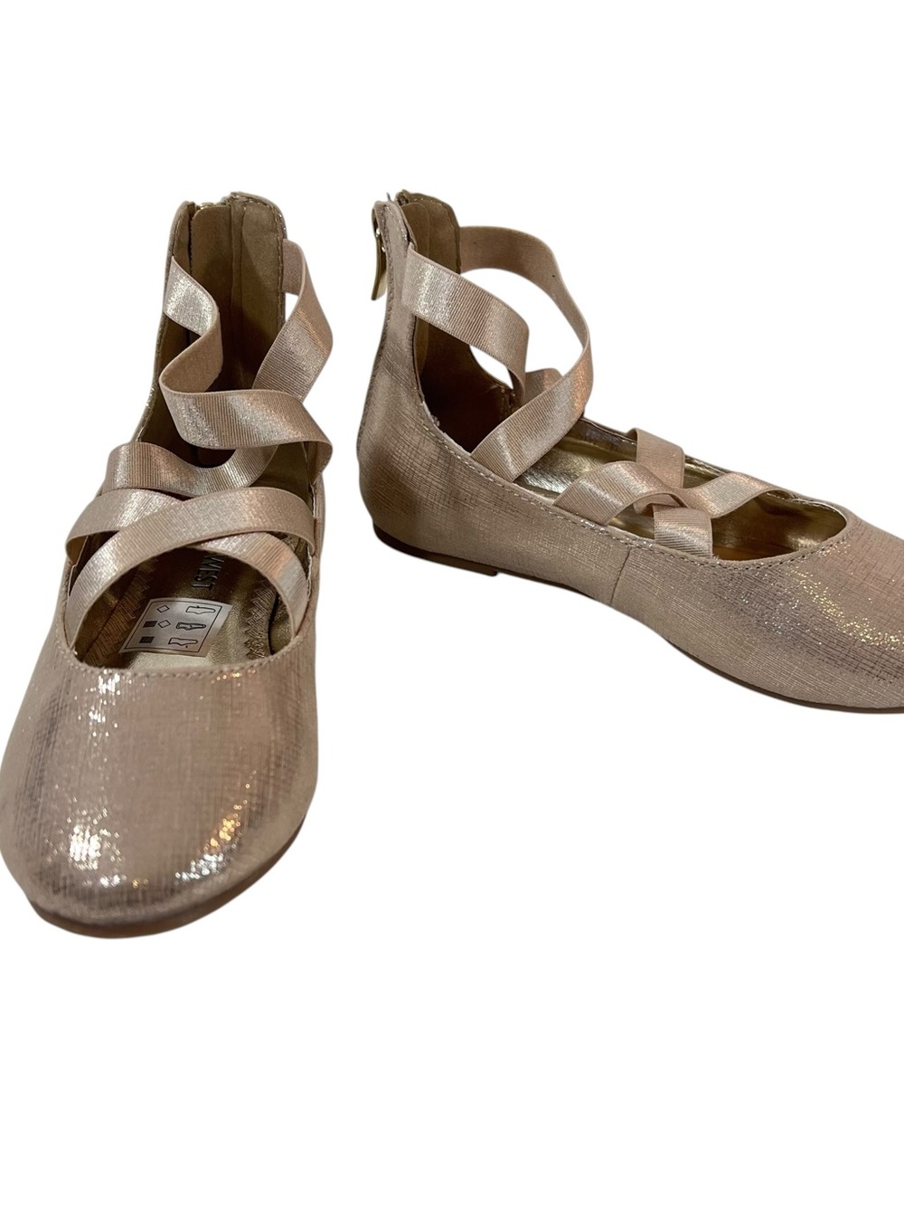 Nine West Feliciah High Top Strap Ballet Flats Girls New Gold